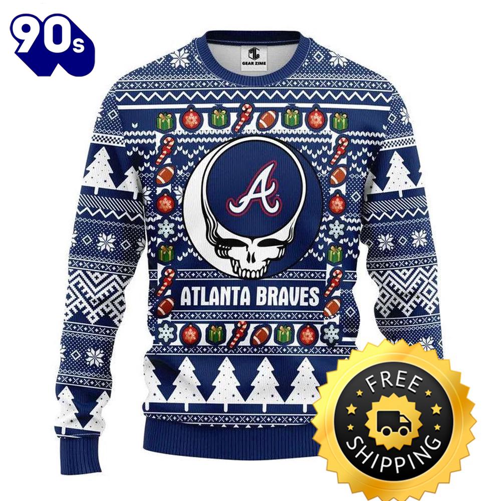Atlanta Braves Grateful Dead Ugly Christmas Sweater, Atlanta Braves Ugly Sweater, MLB Christmas Sweater Atlanta Braves Grateful Dead Ugly Christmas Sweater, Atlanta Braves Ugly Sweater, MLB Christmas Sweater