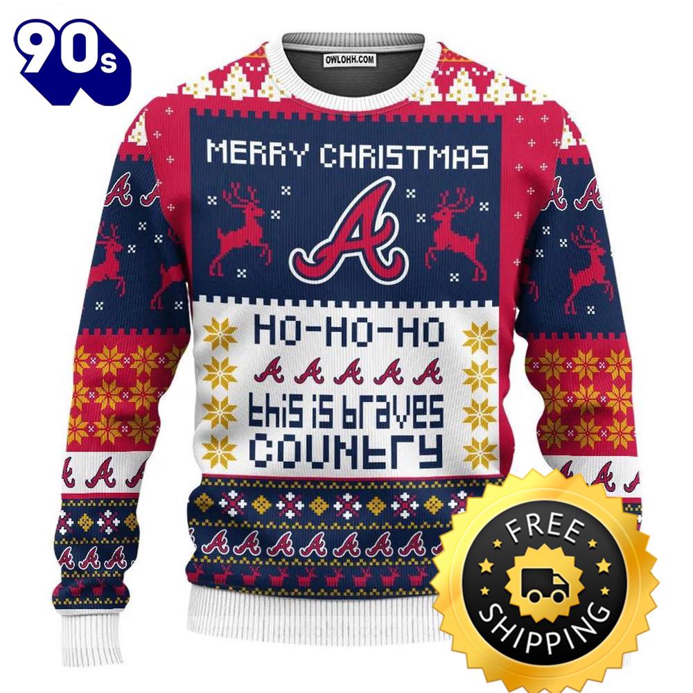 Atlanta Braves Merry Christmas Hohoho Ugly Christmas Sweater, Atlanta Braves Ugly Sweater, MLB Christmas Sweater Atlanta Braves Merry Christmas Hohoho Ugly Christmas Sweater, Atlanta Braves Ugly Sweater, MLB Christmas Sweater