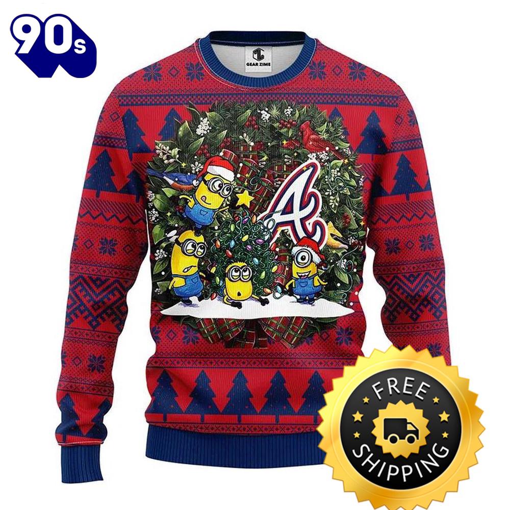 Atlanta Braves Minion Ugly Christmas Sweater, Atlanta Braves Ugly Sweater, MLB Christmas Sweater Atlanta Braves Minion Ugly Christmas Sweater, Atlanta Braves Ugly Sweater, MLB Christmas Sweater