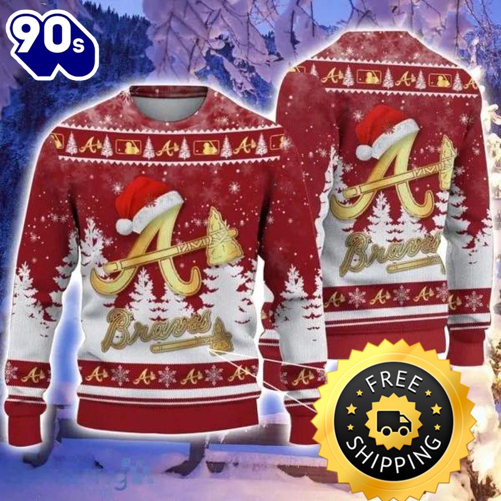 Atlanta Braves Santa Hat Pattern Ugly Christmas Sweater, Atlanta Braves Ugly Sweater, MLB Christmas Sweater Atlanta Braves Santa Hat Pattern Ugly Christmas Sweater, Atlanta Braves Ugly Sweater, MLB Christmas Sweater