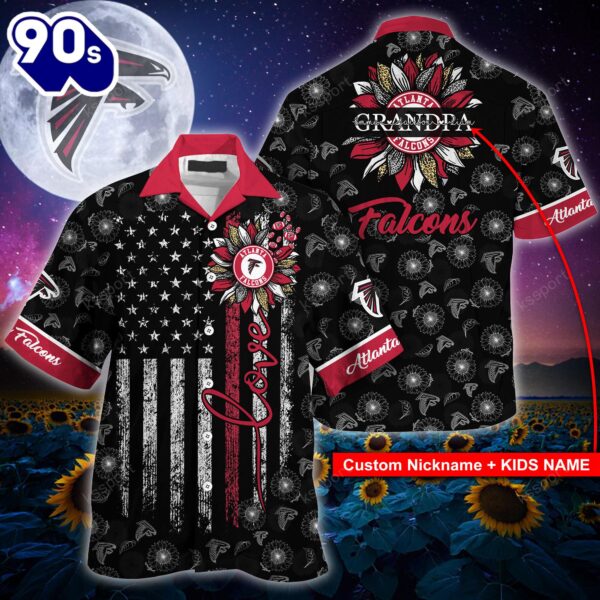 Atlanta Falcons NFL-Hawaii Shirt Sunflower Custom Your Nickname,Kids Name Best Gift For Mother Day,Father Day
