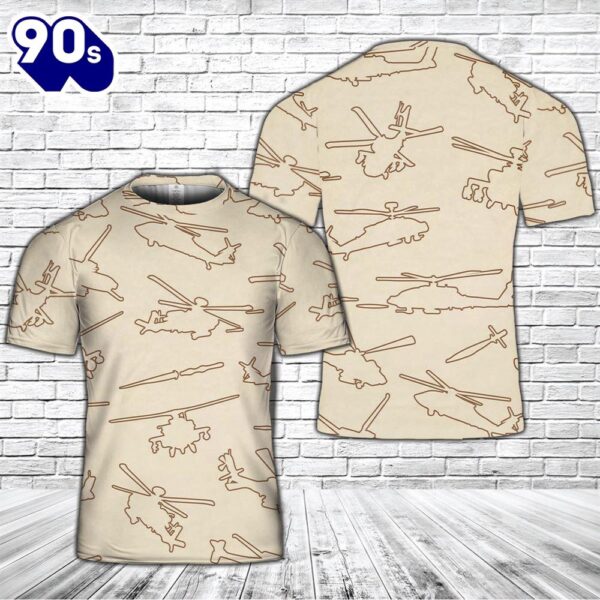 Attack Helicopter Silhouette T-Shirt 3D – Veteran 3D Shirt