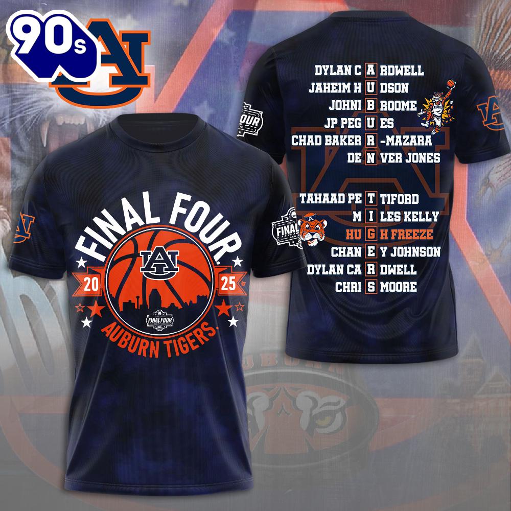 Auburn Tigers Men's Basketball 3D Apparel New 2025 T-shirt Auburn Tigers Men's Basketball 3D Apparel New 2025 T-shirt