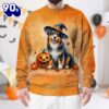 Australian Shepherd Dog In Spooky Autumn Halloween 3D Shirt  For Man And Women