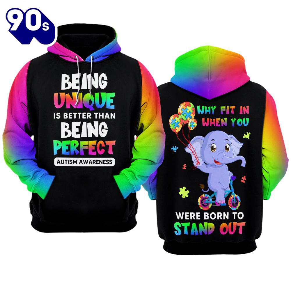Autism Awareness Hoodie 3D Being Unique is Better Than Being Perfect Gift Christmas Autism Awareness Hoodie 3D Being Unique is Better Than Being Perfect Gift Christmas