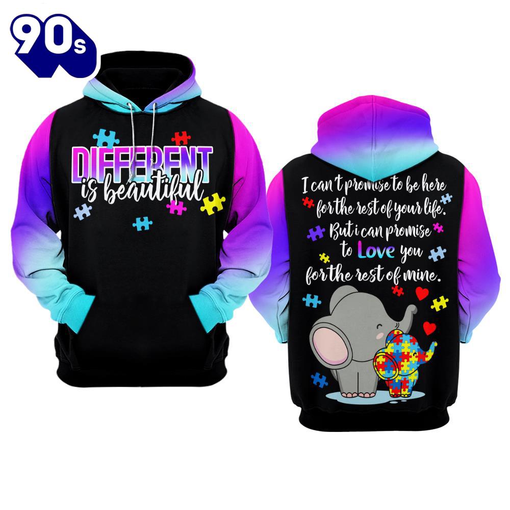 Autism Awareness Hoodie 3D Different is Beautiful Gift Christmas Autism Awareness Hoodie 3D Different is Beautiful Gift Christmas