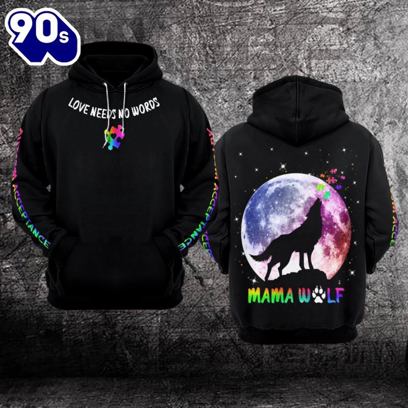 Autism Awareness Hoodie 3D Love Needs No Words 3 Gift Christmas Autism Awareness Hoodie 3D Love Needs No Words 3 Gift Christmas