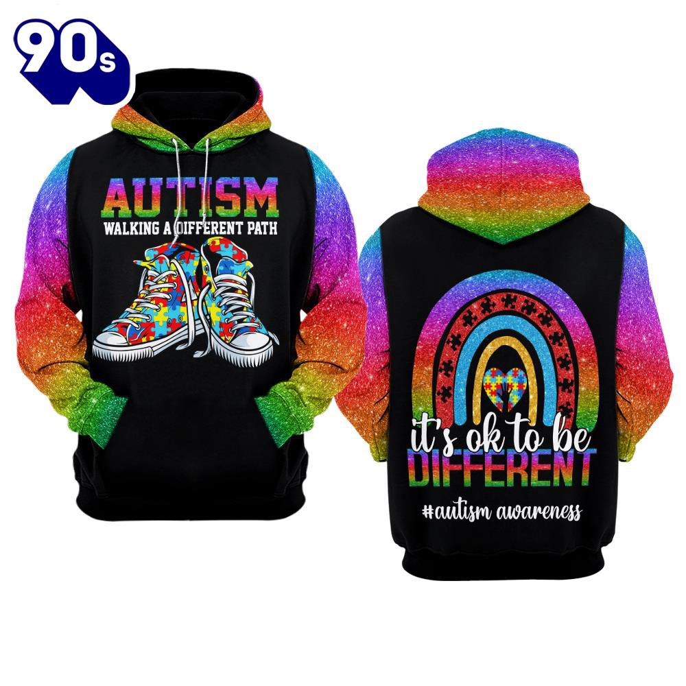 Autism Awareness Hoodie 3D Walking A Different Path Gift Christmas Autism Awareness Hoodie 3D Walking A Different Path Gift Christmas