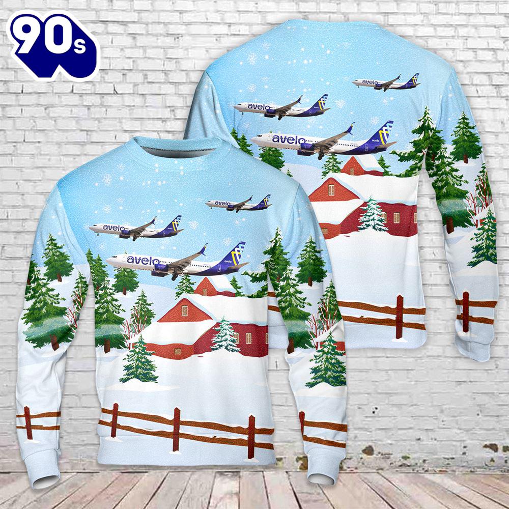 Avelo Airlines Boeing 737-86n Christmas Sweater Avelo Airlines Boeing 737-86n Christmas Sweater