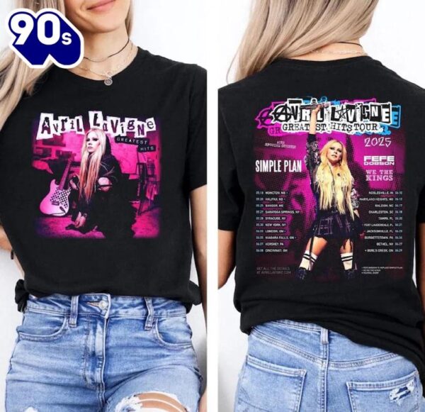 Avril Lavigne Greatest Hits Tour 2025 2 Sided Shirt For Fans