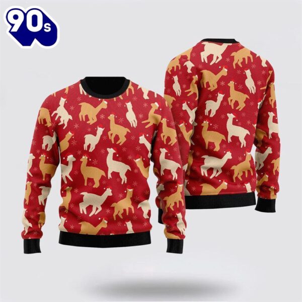 Merry Christmas  Awesome Llamas Red Ugly Christmas Sweater