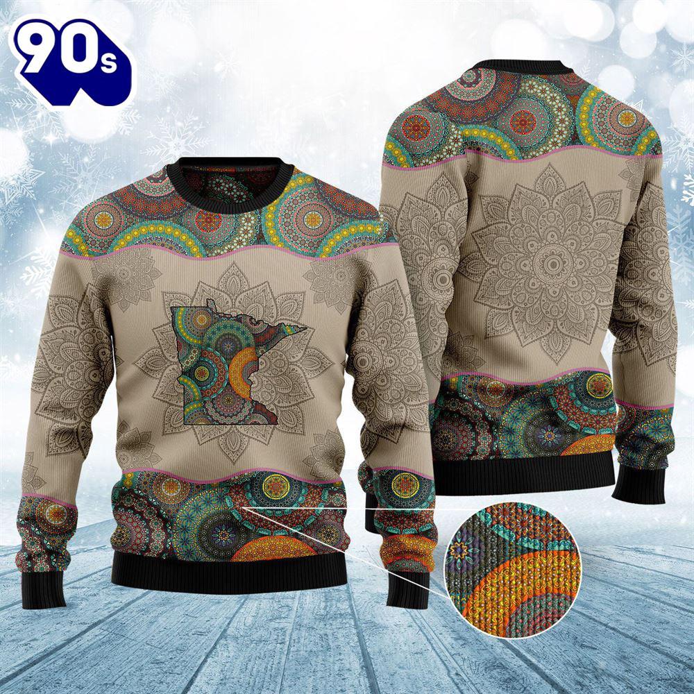 Awesome Minnesota Mandala Ugly Christmas Sweater Awesome Minnesota Mandala Ugly Christmas Sweater