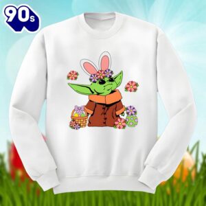 Baby Yoda And Easter Eggs Cotton Shirt