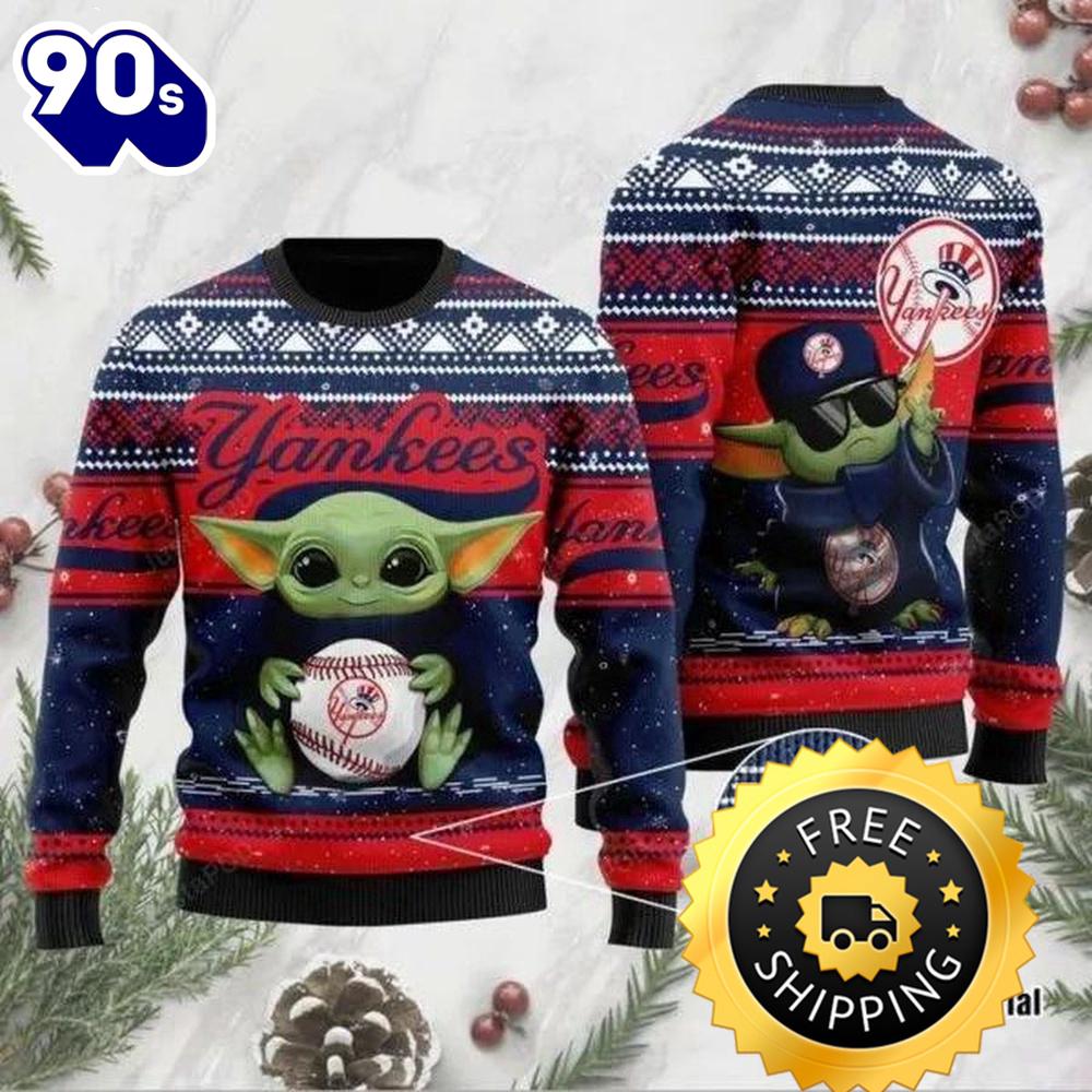 Baby Yoda And Grogu New York Yankees Christmas Ugly Sweater, New York Yankees Ugly Sweater, MLB Christmas Sweater Baby Yoda And Grogu New York Yankees Christmas Ugly Sweater, New York Yankees Ugly Sweater, MLB Christmas Sweater