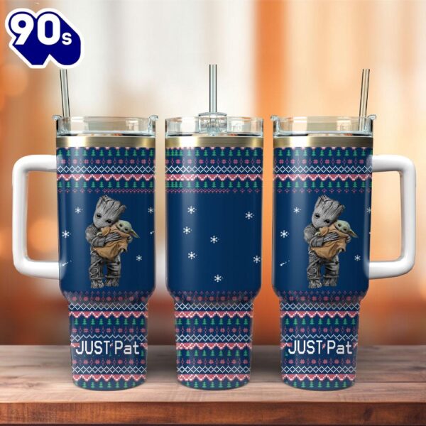 Baby Yoda And Groot Movie Custom Stanley Quencher 40oz Stainless Steel Tumbler With Handle  For Fans
