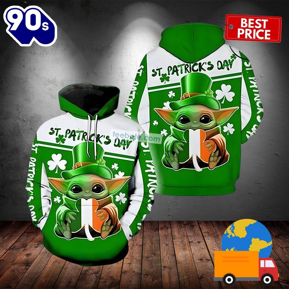 Baby Yoda Hug Shamrock Irish Flag St Patricks Green 3D Fashion Hoodie 2025 Baby Yoda Hug Shamrock Irish Flag St Patricks Green 3D Fashion Hoodie 2025