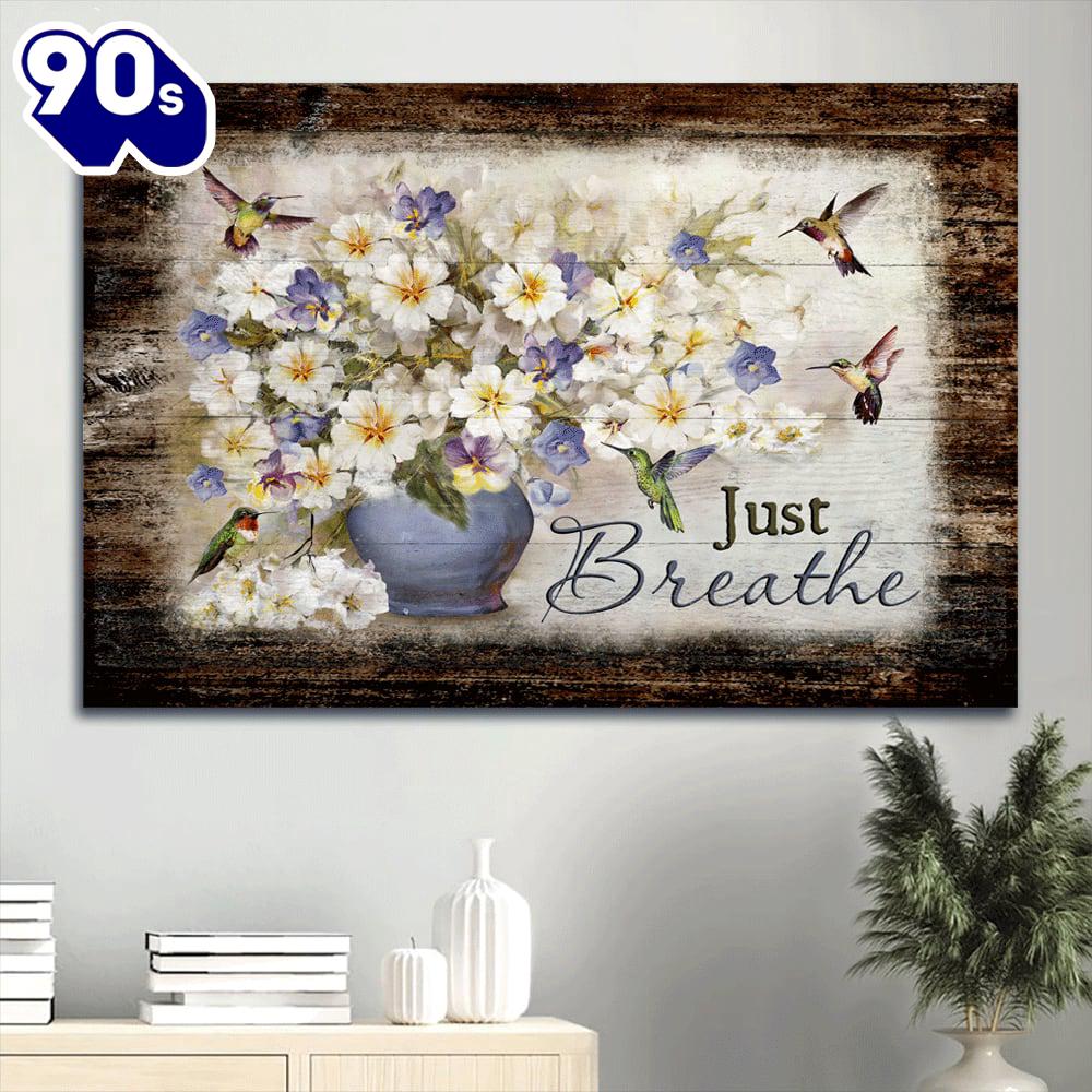 Bacopa Plant Flower Vase Hummingbirds Canvas. Just Breathe Canvas Wall Art Gift Christmas Bacopa Plant Flower Vase Hummingbirds Canvas. Just Breathe Canvas Wall Art Gift Christmas