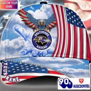 Baltimore Ravens Cap Pride US 4th Of July Cap Veterans Cap Custom Name