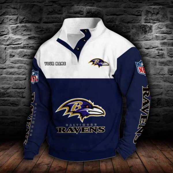 Baltimore Ravens Double Breasted Stand Collar Hoodie