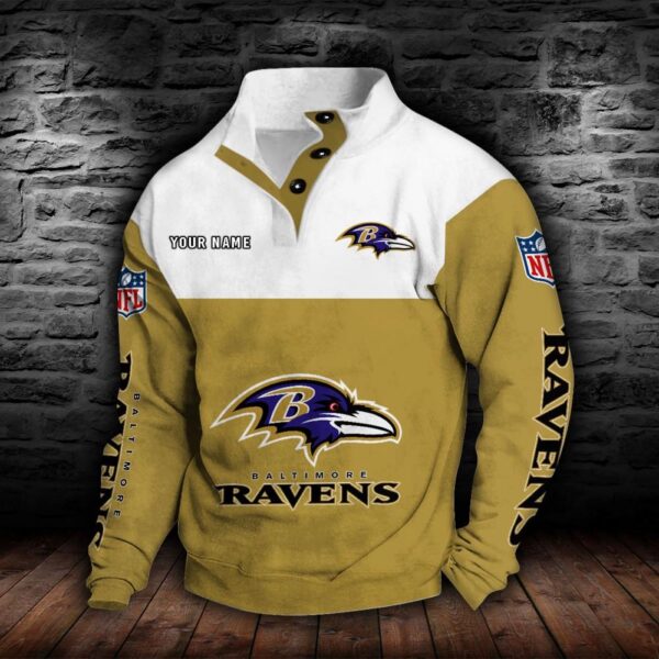 Baltimore Ravens Double Breasted Stand Collar Hoodie