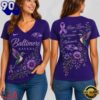 Baltimore Ravens NFL Alzheimer’s Awareness Month V neck T Shirt, NFL Fan V Neck Shirt