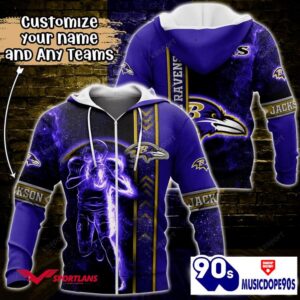 Baltimore Ravens NFL Custom Name 3D Hoodie Teams Shirt For Fans