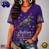 Baltimore Ravens NFL Different, Not Less Autism Awareness V neck T Shirt, NFL Fan V Neck Shirt