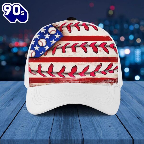 Baseball American Flag Baseball Cap  Gift For Veteran Day