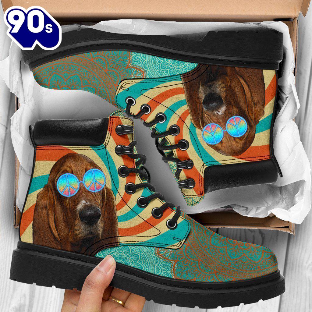 Basset Hound Leather Boots Hippie Style Shoes Funny Basset Hound Leather Boots Hippie Style Shoes Funny