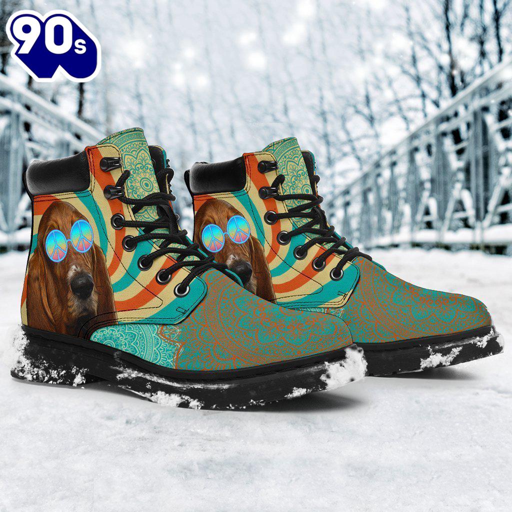 Basset Hound Leather Boots Hippie Style Shoes Funny Basset Hound Leather Boots Hippie Style Shoes Funny