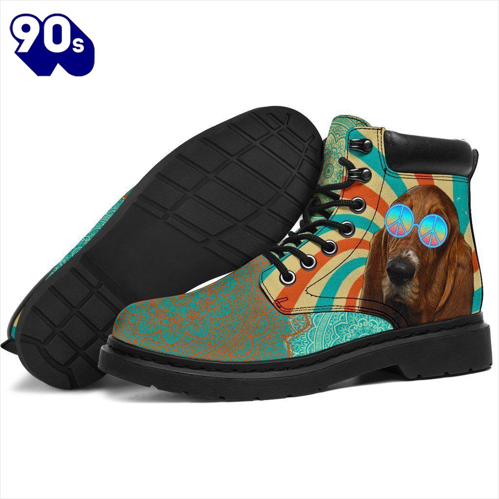 Basset Hound Leather Boots Hippie Style Shoes Funny Basset Hound Leather Boots Hippie Style Shoes Funny