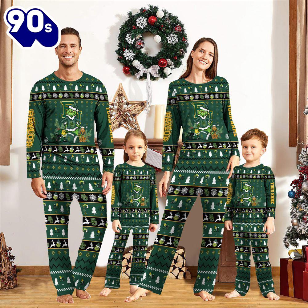 Baylor Bears NCAA Custom Name Grinch Christmas And Sport Team Pajama Set Gift Christmas Baylor Bears NCAA Custom Name Grinch Christmas And Sport Team Pajama Set Gift Christmas