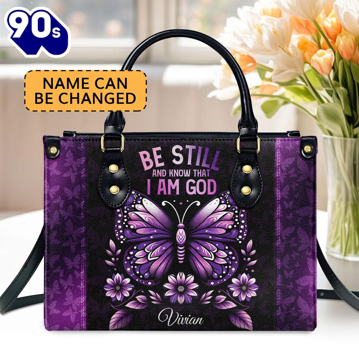 Be Still And Know That I Am God Custom Name Leather Handbags For Women, Christian Bags Gift For Women Christmas Be Still And Know That I Am God Custom Name Leather Handbags For Women, Christian Bags Gift For Women Christmas