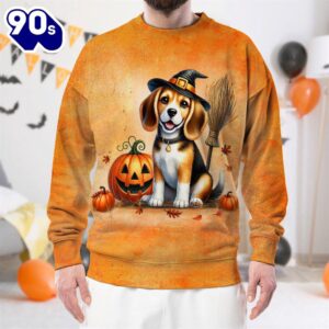 Beagle Dog In Spooky Autumn…