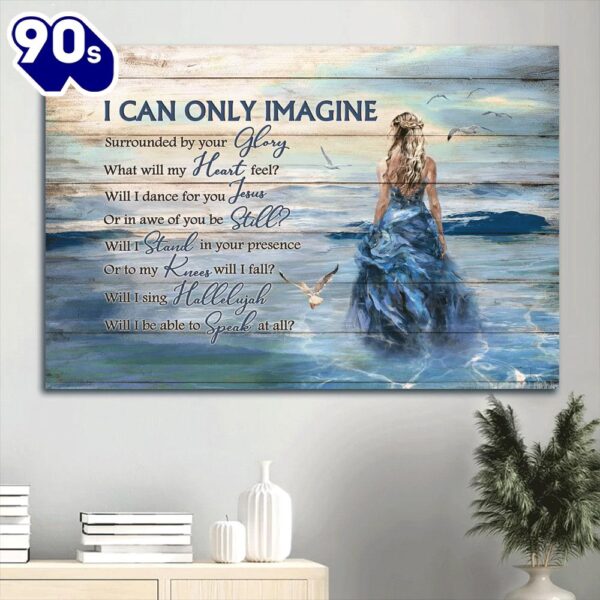 Beautiful Girl Beach Scene Seagull Canvas I Can Only Imagine Canvas Wall Art  Gift Christmas