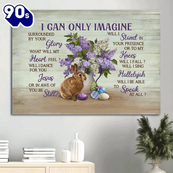 Beautiful Purple Flower Rabbit Drawing Easter Eggs I Can Only Imagine Canvas Wall Art