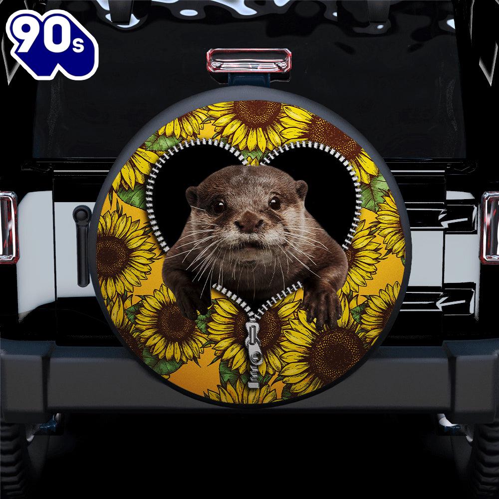 Beaver Sunflower Zipper Car Spare Tire Covers Gift For Campers Beaver Sunflower Zipper Car Spare Tire Covers Gift For Campers
