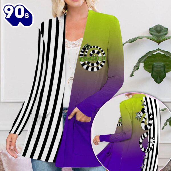 Beetlejuice Women’s Patch Pocket Cardigan For Fans