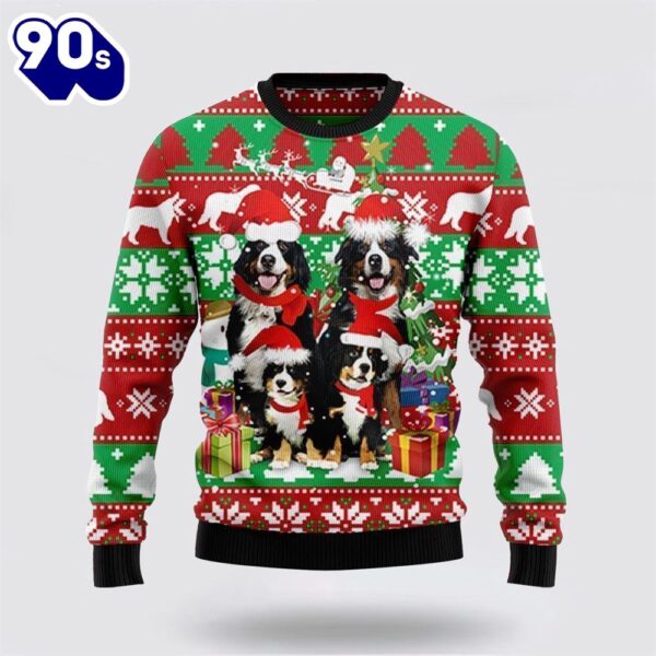 Merry Christmas  Bernese Mountain Dog Family Ugly Christmas Sweater For Men And Women