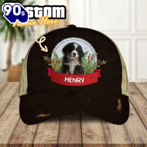 Bernese Mountain Dog Playful In The Bushes 3D Cap  For Lover Dogs