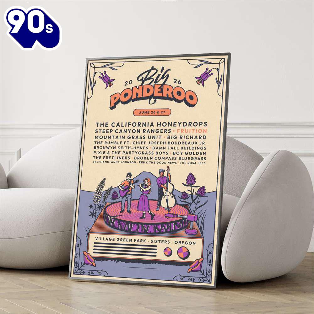 Big Ponderoo Music And Art Festival Jun 26-27 2026 Village Green Park Sisters OR Poster Big Ponderoo Music And Art Festival Jun 26-27 2026 Village Green Park Sisters OR Poster