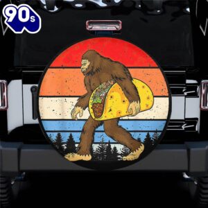 Bigfoot Holding A Taco Spare Tire Cover Gift For Campers