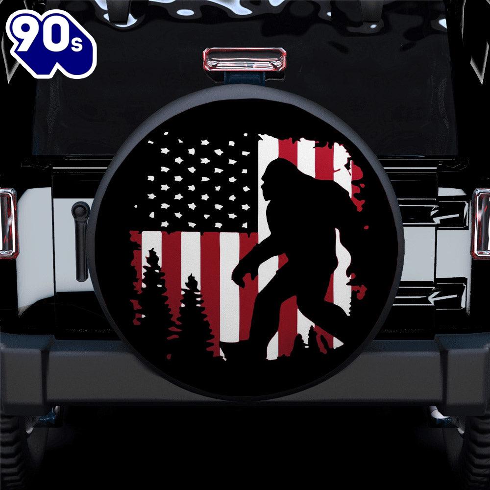 Bigfoot Usa Flag Car Spare Tire Covers Gift For Campers Bigfoot Usa Flag Car Spare Tire Covers Gift For Campers