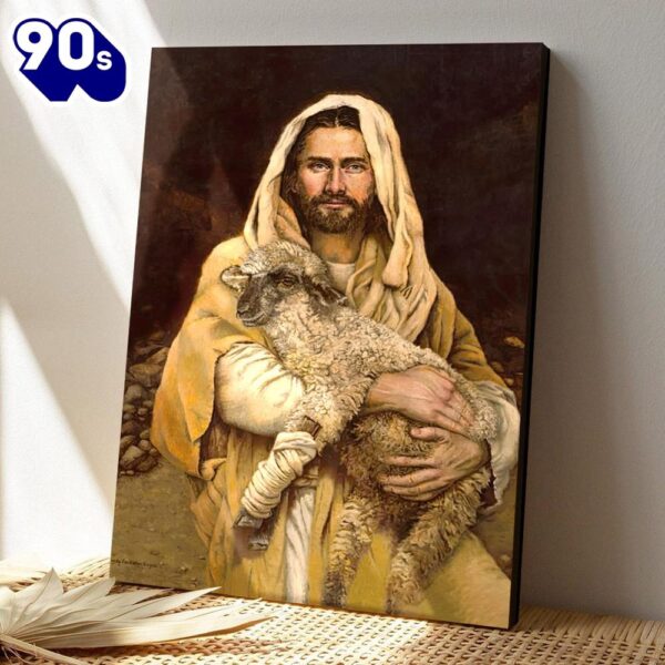 Bind Up The Broken Hearted Canvas Wall Art – Jesus Hugs The Lamb Wall Pictures  Gift For Christmas