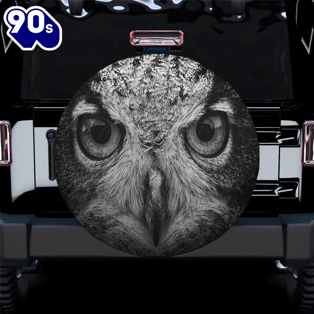 Black And Gray Owl Spare Tire Cover Gift For Campers Black And Gray Owl Spare Tire Cover Gift For Campers