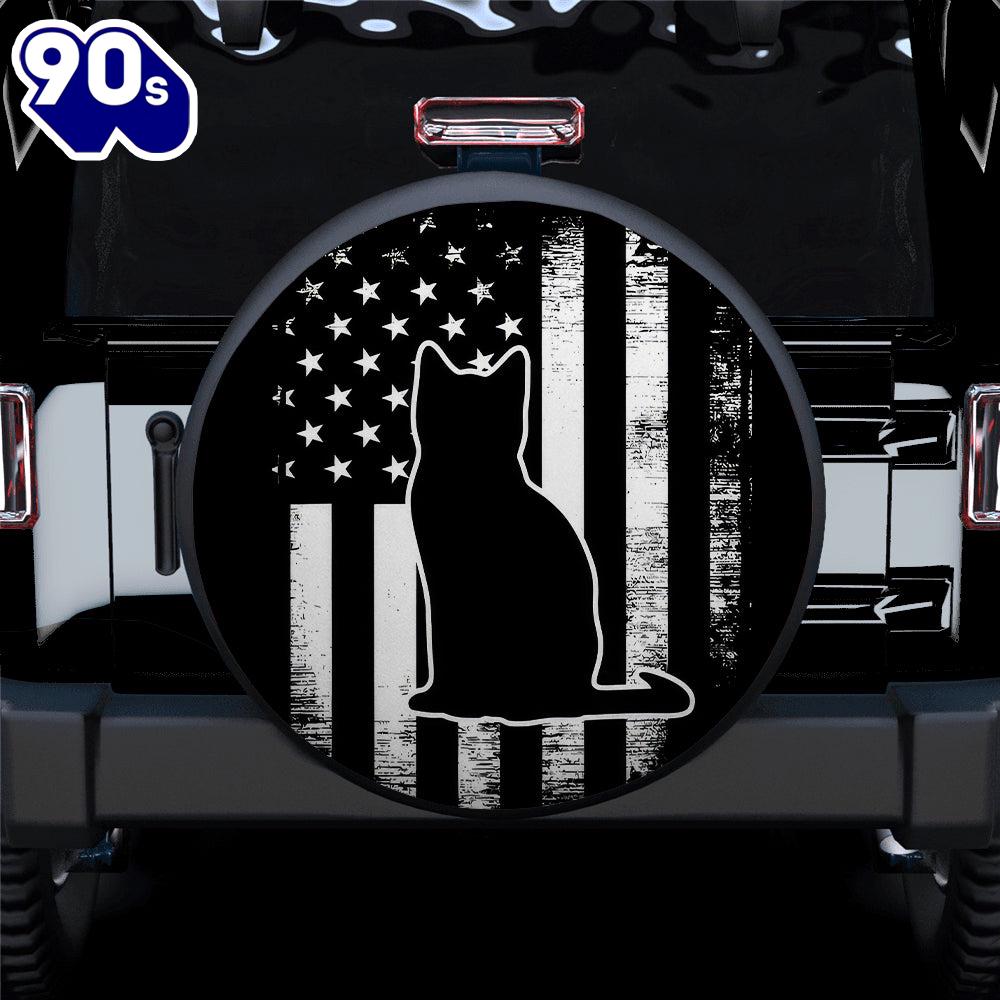 Black Cat American Us Flag Car Spare Tire Covers Gift For Campers Black Cat American Us Flag Car Spare Tire Covers Gift For Campers
