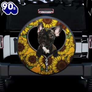 Black French Bulldog Sunflower Zipper…