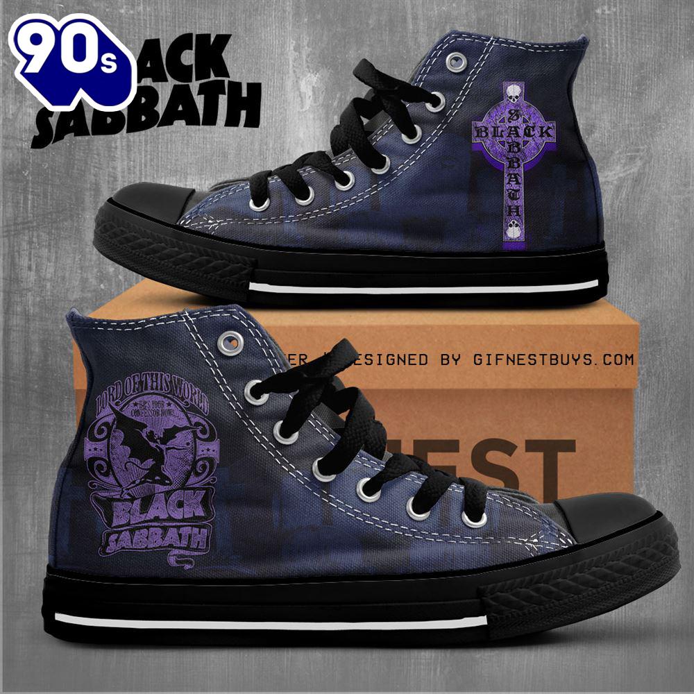 Black Sabbath Purple Cross, Black Sabbath High Top Canvas Shoes , Black Sabbath Gift For Fans Black Sabbath Purple Cross, Black Sabbath High Top Canvas Shoes , Black Sabbath Gift For Fans