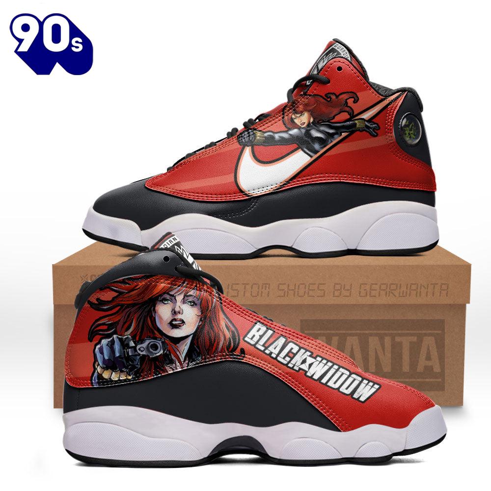 Black Widow Air Jordan 13 Sneakers Super Heroes Custom Shoes Black Widow Air Jordan 13 Sneakers Super Heroes Custom Shoes
