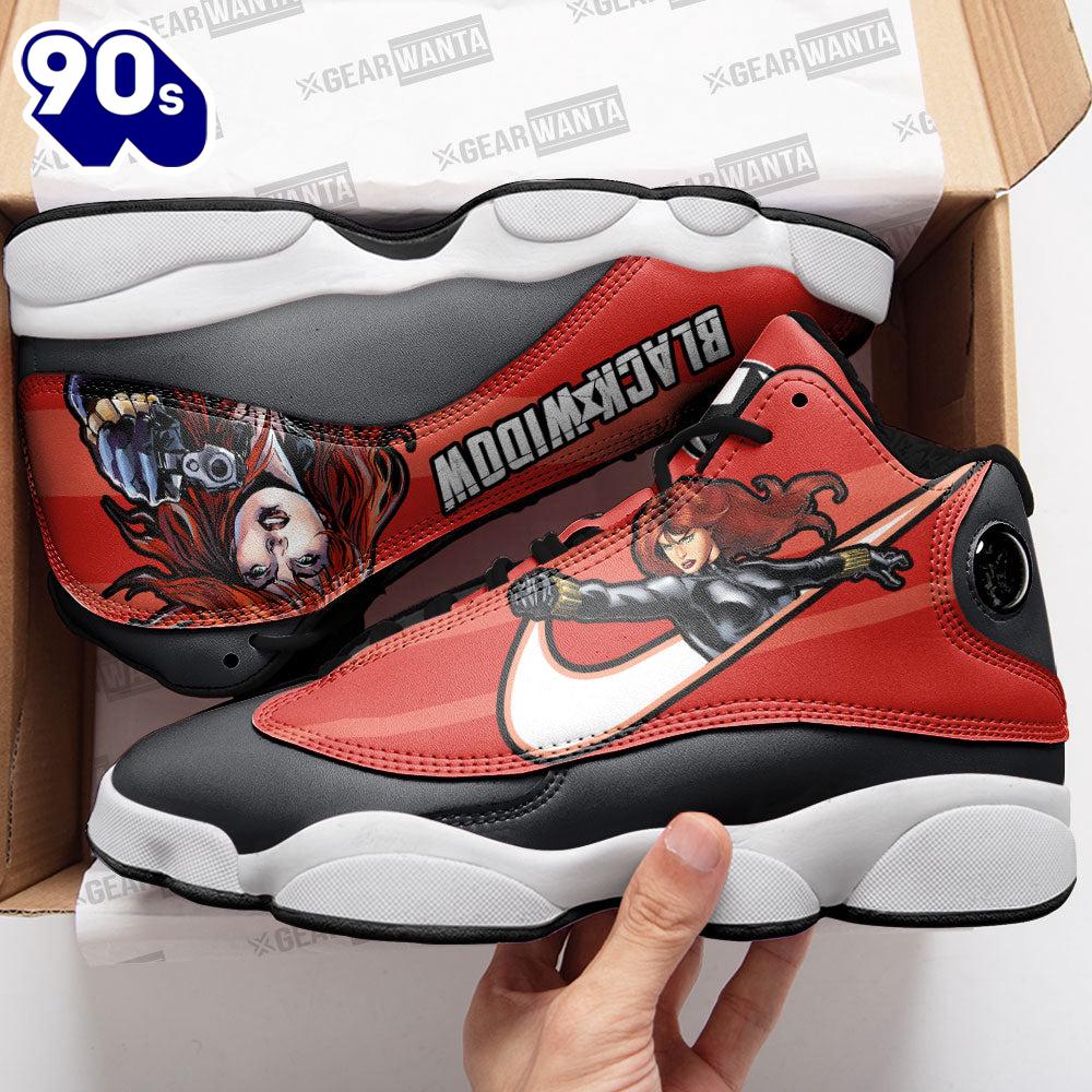 Black Widow Air Jordan 13 Sneakers Super Heroes Custom Shoes Black Widow Air Jordan 13 Sneakers Super Heroes Custom Shoes